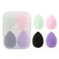 4-piece teardrop makeup sponge set with clear storage box, latex-free soft blending puff - 4 Compartment Box Black/Pink/Green/Purple