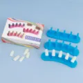 Nagel oefenstandaard set met gesp, 3 blauwe houders en nepnagels voor nailart training. - 3-pack / Blauw