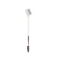 Dual-ended eyelash comb eyebrow brush with rose gold accent and steel needles for makeup. - White