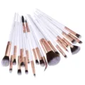 Professionele make-up kwastenset met witte handvatten en zachte synthetische haren voor blenden. - 20 Delige Wit Rozegoud Lidschaduw Borstel Set
