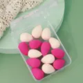 Mini makeup sponge set 14pcs teardrop cosmetic puff in clear plastic storage case - 14 Pieces Rose Nude