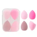 4pcs makeup sponge set with clear storage box soft latex free blending sponges for face - 4 Compartment Box Pink Series