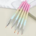 5pcs gradient nail art brushes set, professional fine detail painting liner tools. - 5-Piece Pack / Pink Sky Blue Gradient