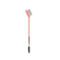 Pink Dual-Ended Eyelash Comb and Eyebrow Brush Featuring Steel Teeth and Spoolie Tool. - Pink