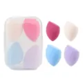 Set of 4 makeup sponge blenders with clear storage case, soft non-latex cosmetic tools. - 4 Compartment Box Olive Cut