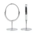 6 Inch Double Sided Desktop Makeup Mirror Stainless Steel Standing Vanity Mirror Tabletop - Round Desktop Mirror / 4 Inch / Silver