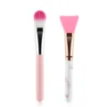 Ensemble de pinceaux de maquillage rose et pinceau masque facial en silicone marbré. - Pinceau Fond de Teint Langue Et Pinceau Masque