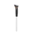 Angled Foundation Makeup Brush with White Handle and Black Ferrule for Smooth Blending - 1 Piece Angled Contouring Brush Black White