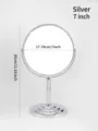 Specchio da trucco da tavolo argento da 7 pollici specchio cosmetico bifacciale con supporto. - Specchio da Tavolo Rotondo / 7" / Argento
