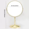 Specchio da trucco da tavolo dorato a doppia faccia con base stabile, diametro di 8 pollici. - Specchio da Tavolo Rotondo / 8 pollici / Oro