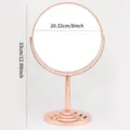 Specchio da trucco da tavolo in oro rosa con design girevole bifacciale e base rotonda stabile. - Specchio da Tavolo Rotondo / 8 pollici / Oro rosa