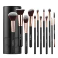 12pcs professional makeup brush set with black storage case soft synthetic cosmetic tools - 12Pcs Black Gold Barrel