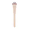 Wide flat foundation brush in nude pink, soft synthetic hair for seamless makeup application. - Tongue-Shaped Foundation Brushes / Nude