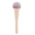 Nude pink powder makeup brush with soft synthetic bristles and matte handle for flawless face. - Crimped Ferrule Powder Brush / Nude