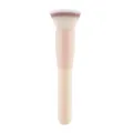 Professional flat top makeup brush with dense bristles for seamless foundation and powder application. - Round Flat Top Foundation Brush / Nude