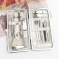 Edelstahl Maniküre Set professionelle Nagelknipser Kit Klappbare Nagelpflege Werkzeuge Tasche - 19-teiliges Set / Beige
