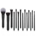 14-piece professional makeup brush set with soft bristles for foundation and eyes. - Black