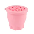 Pink collapsible silicone washing cup for makeup brushes, portable cleaning and storage bowl. - Pink Folding Cup