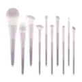 Professional 10-piece gradient purple makeup brush set with soft bristles for face application. - Starry Purple Collection