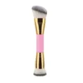 Pinceau de maquillage double embout avec pinceau biseauté et pinceau rond pour le visage. - Rose & Or Tête Plate