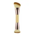 Pinceau de maquillage double embout avec pinceau fond de teint et pinceau fard à joues pratique. - Manche en Bambou Tête Plate