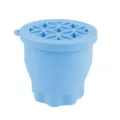 Foldable silicone makeup brush cleaning cup, portable blue washing bowl with drying lid. - Blue Folding Cup