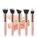 5-piece professional makeup brush set with pink handles and soft synthetic bristles for foundation. - 5 Pcs Pink Gold Set / Pink Gold