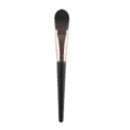 Professional foundation makeup brush with soft bristles and ergonomic wooden handle. - Tongue-Shaped Foundation Brush / Black & Gold