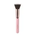 Pink foundation makeup brush with rose gold ferrule and soft bristles for flawless look. - Single Flat Foundation Brush / Pink Gold