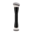 Pinceau de maquillage double embout avec pinceau fond de teint et manche noir. - Noir Tête Plate