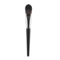 Black handle tongue shaped foundation brush for liquid makeup and BB cream application. - Black Silver