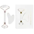Rodillo facial de jade blanco y juego de gua sha con caja de regalo - Set de dos piezas / Transparente Con Caja de Libro