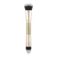 Pinceau maquillage double embout avec manche pailleté doré, pinceau fond de teint polyvalent. - Biseauté & Conique Manche Or Pailleté