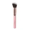 Professional angled makeup brush with soft bicolor bristles and pink handle for contour. - Single Angled Round Powder Brush / Pink Gold