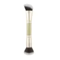 Pinceau de maquillage double embout avec pinceau fond de teint et pinceau blush rond. - Plat & Contour Manche Or Pailleté