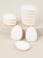 Mini houppettes de maquillage en forme de goutte d'eau avec étui de rangement transparent. - 6 Pièces en Boîte / Blanc