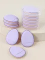 Lot de mini houppes de maquillage, éponges beauté goutte d'eau violettes avec boîte de rangement. - 6 Pièces en Boîte / Violet