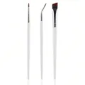 Professional fine angled eyeliner brush set with white handles, precision makeup tool. - White Silver