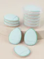 Mini houppette de maquillage en forme de goutte, éponge double usage sec et humide avec boîte. - 6 Pièces en Boîte / Bleu