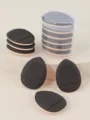 Set de mini éponges de maquillage de doigt en forme de goutte noire avec boîte de rangement - 6 Pièces en Boîte / Noir