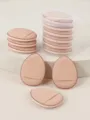 Mini kit d'éponges de maquillage pour les doigts avec boîte de rangement transparente, doux. - 6 Pièces en Boîte / Marron