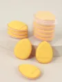 Mini houppettes de maquillage en goutte d'éponge cosmétique avec boîte de rangement transparente. - 6 Pièces en Boîte / Jaune