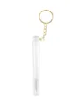 Portable clear tube eyelash brush with gold keychain for daily makeup and lash extension. - Disposable Tube Keychain - White