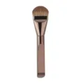 Flat foundation brush with soft synthetic bristles and sleek metallic handle for smooth makeup. - Tongue Shape-Coffee
