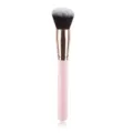 Single round foundation brush in pink with rose gold ferrule and dense synthetic bristles for makeup. - Single BB Pink Gold Round Brush