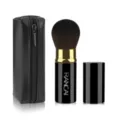 Retractable kabuki makeup brush set with black PU zipper pouch for blush and loose powder. - Black Gold with Bag RANCAI