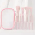 juego de 10 brochas de maquillaje rosa con bolsa cosmetica de malla herramientas profesionales - 10 Piezas Mango Transparente Mini con Bolsa de Malla Rosa