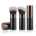 Portable retractable makeup brush set with soft bristles, ideal for travel, blush and loose powder. - 23# Color-Blocking Round + Slanted Head