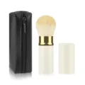 Portable retractable makeup brush set with PU zipper bag for blush and powder application. - White with Bag