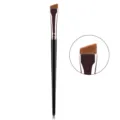 Fine angled eyeliner brush with black handle and synthetic fiber hair for precise eye makeup. - Single Black Gold Angled Eyebrow Brush
